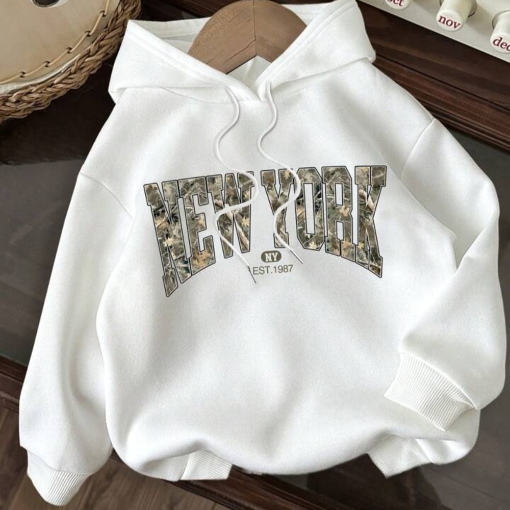 White New York Graphic Hoodie